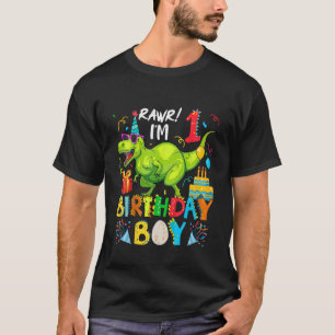 Kids Rawr I'm 1st Birthday Boy Dinosaur rex 1 Year T-Shirt
