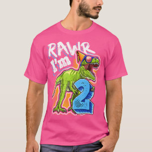 Kids Rawr I'M 2 2Nd Birthday T Rex Dinosaur Party  T-Shirt