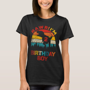 Kids Rawr Im 2 Dinosaur 2nd Birthday Boy Two Year T-Shirt