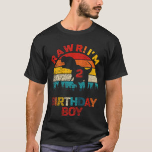Kids Rawr Im 2 Dinosaur 2nd Birthday Boy Two Year T-Shirt