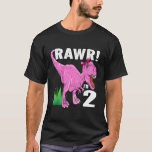 Kids Rawr I'm 2 Dinosaur T Rex 2Nd Birthday Child T-Shirt