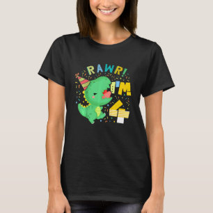 Kids Rawr I'm 4 Dinosaur B Day Party Dino T Rex 4 T-Shirt