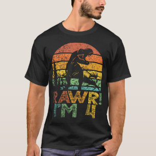 Kids Rawr Im 4 Dinosaur T Rex 4 Year Old Boys 4Th  T-Shirt