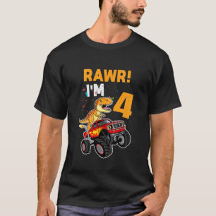 Kids Rawr I'm 4 Dinosaur T Rex Birthday Boys Girls T-Shirt
