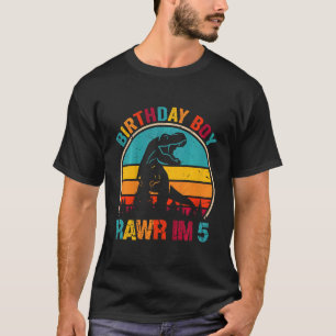 Kids Rawr I'm 5 5th Birthday Boy Dinosaur Rex 5 Ye T-Shirt