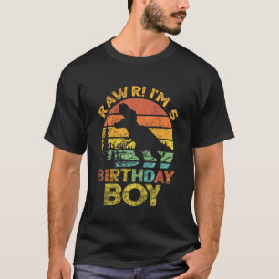 Kids Rawr Im 5 5th Birthday Boy Dinosaur Rex 5 Yea T-Shirt