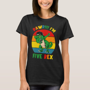 Kids Rawr I'm 5 5th Birthday Dinosaur Party Awesom T-Shirt