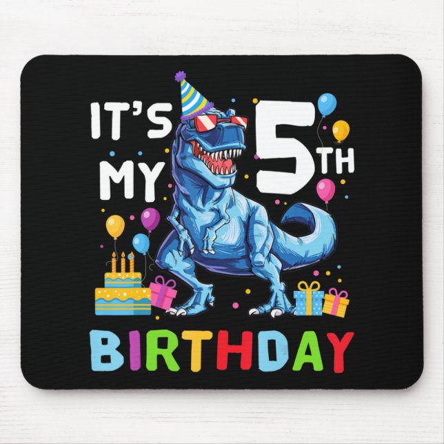 Kids Rawr I'm 5 5th Birthday Party T Rex Dinosaur  Mouse Pad (Front)