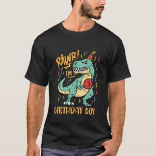 Kids Rawr Im 5 Birthday Boy Trex Dinosaur Cute 5Th T-Shirt