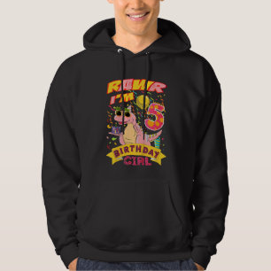 Kids Rawr I'm 5th Birthday Girl Dino Rex 5 Years O Hoodie