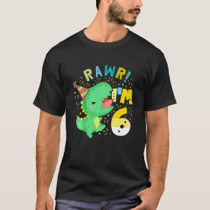Kids Rawr I'm 6 Dinosaur B Day Party Dino T Rex 6 T-Shirt
