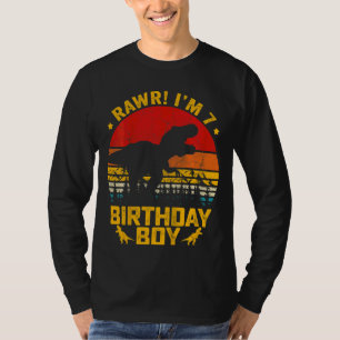 Kids Rawr I'm 7 7th Birthday Boy Dinosaur Rex 7 Ye T-Shirt