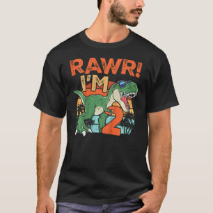 Kids Rawr I'm Two Rex 2nd Birthday Second Dinosaur T-Shirt