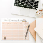 Kids Reading List Books Notepad<br><div class="desc">Tracking, reading, and rating books is so much fun. Using this cute notepad for your kids reading list with a bunny and a stack of books in neutral colors is perfect and easy to use. The stars make rating books seem so effortless. Personalize the design to make it one-of-a-kind, and...</div>