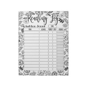 Kids Reading log, homeschool reading log, colourin Notepad
