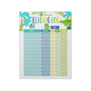 Kids Reading log homeschool reading log, dinosaur Notepad