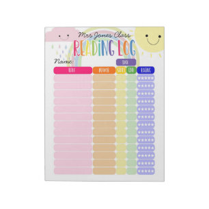 Kids Reading log, homeschool reading log, rainbow Notepad