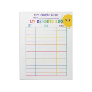 Kids Reading Log Pad Sunshine Reading Tracker