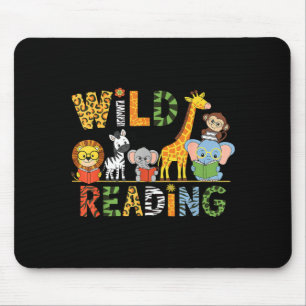 Kids reading lover wild reading books and bookworm mouse pad