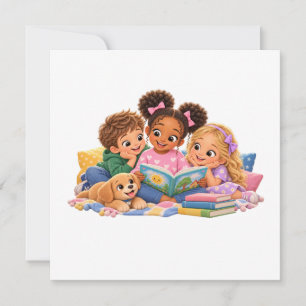 Kids Reading Together Storytime Invitation