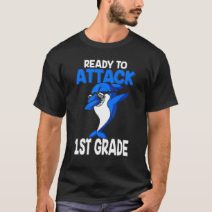 Kids Ready To Attack 1st Grade  Shark Back To Scho T-Shirt