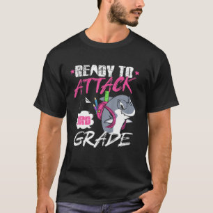 Kids Ready To Attack 3Rd Grade Cute Shark Back To T-Shirt