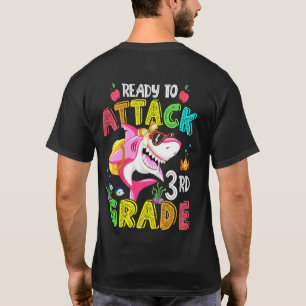Kids Ready To Attack 3rd Grade Shark Backpack Back T-Shirt