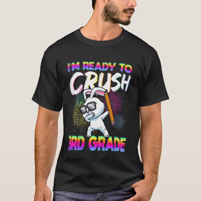 Kids Ready To Crush 3rd Grade Elementary School Ra T-Shirt (Front)
