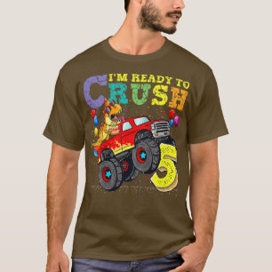 Kids Ready to Crush 5 Dinosaur Monster Truck 5th B T-Shirt
