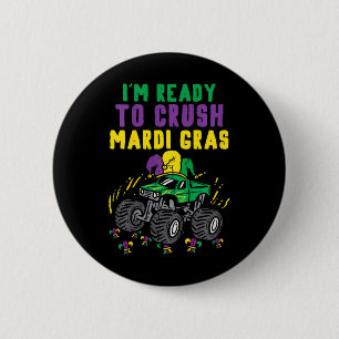Kids Ready To Crush Mardi Gras Monster Truck Boys 6 Cm Round Badge