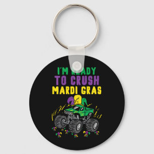 Kids Ready To Crush Mardi Gras Monster Truck Boys  Key Ring