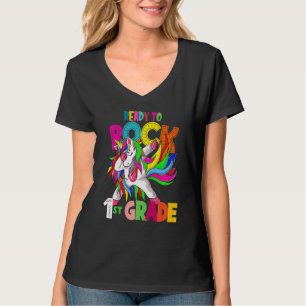 Kids Ready To Rock 1st Grade Dabbing Unicorn Back T-Shirt
