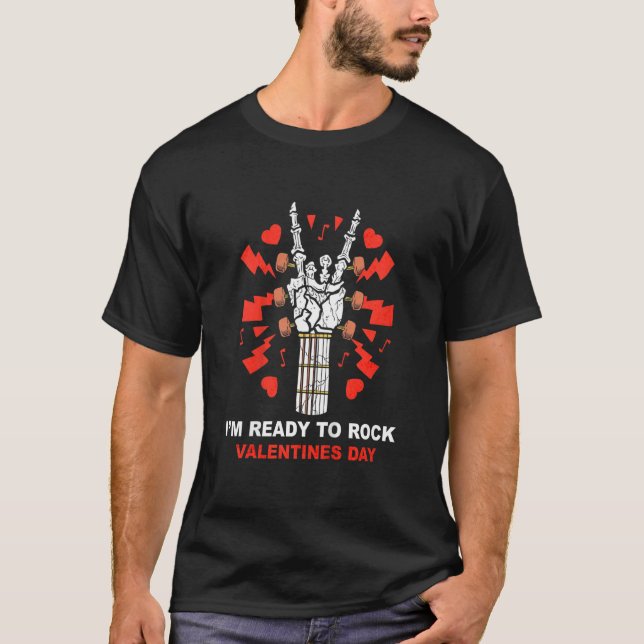 Kids Ready To Rock Valentines Day Cool Skeleton Ha T-Shirt (Front)