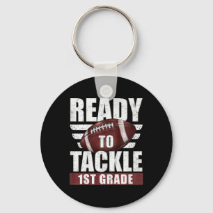 Kids Ready To Tackle 1st Grade Football First Day  Key Ring