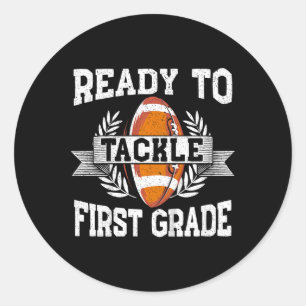 Kids Ready To Tackle First Grade First Day Of Scho Classic Round Sticker