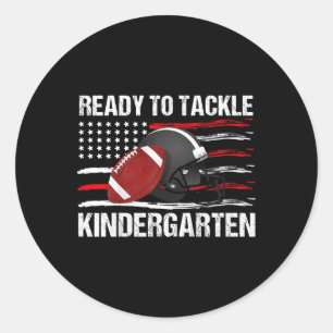 Kids Ready To Tackle Kindergarten First Day Of Sch Classic Round Sticker