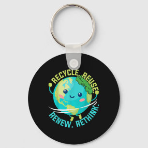 Kids Recycle Reuse Renew Rethink Cute Earth Day Bo Key Ring