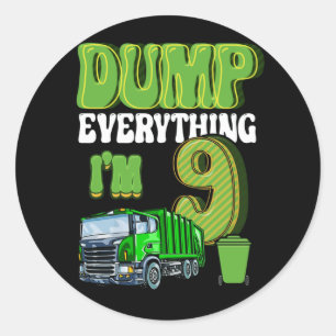 Kids Recycling Trash 9 Year Old Garbage Truck 9th Classic Round Sticker