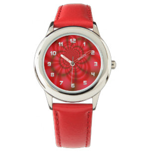 Kid's Red Candy Stripes Fractal Watch