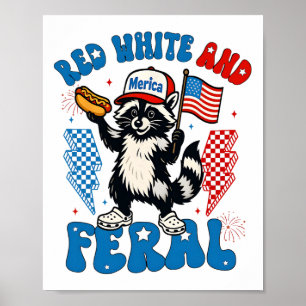 Kids Red Funny White And Feral Racoon Feral Usa 4t Poster