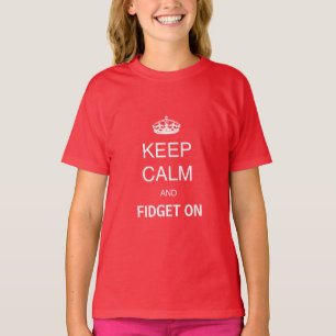 Kids Red Keep Calm Fidget On Personalised Spinner T-Shirt