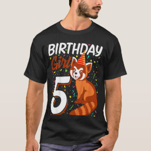 Kids Red Panda 5th Birthday Girl I'm 5 Years Old B T-Shirt