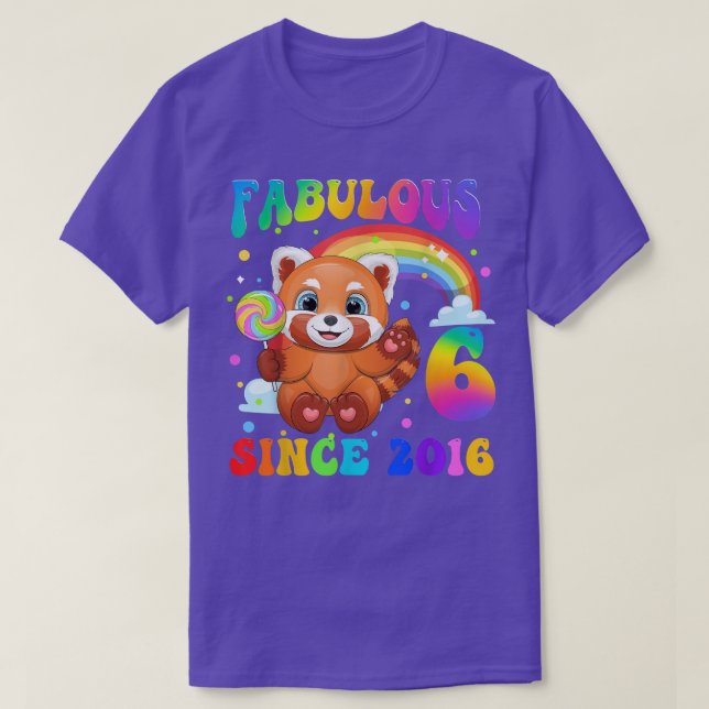 Kids Red Panda 6 Years Old Girl 6th Birthday Since T-Shirt (Design Front)