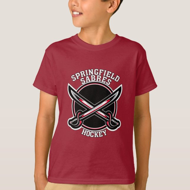 Kids Red Springfield Sabres T-Shirt (Front)