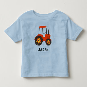 Kids Red Tractor Personalised Farm Vehicle Toddler T-Shirt