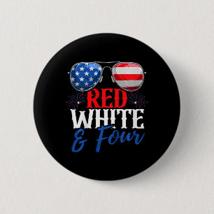 Kids Red White And Four 4th Of July Birthday Party 6 Cm Round Badge