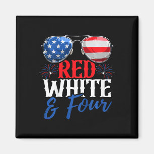 Kids Red White And Four 4th Of July Birthday Party Magnet