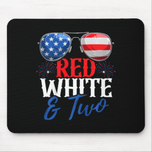 Kids Red White And Two 4th Of July Birthday Party Mouse Pad