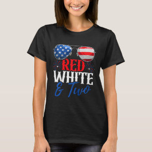 Kids Red White And Two 4th Of July Birthday Party T-Shirt