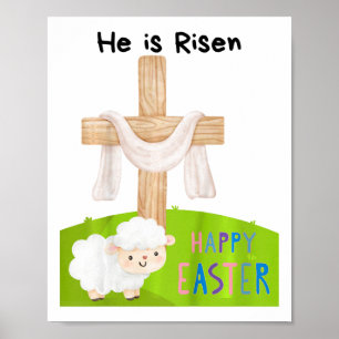 Kids Religious Easter Toddler he Is Risen' Cross A Poster